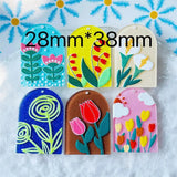 50pcs Cartoon Flowers Acrylic Beads DIY Jewelry Earring Accessory