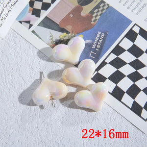 50pcs UV Plating Cartoon Hearts Beads DIY Jewelry Earring/Bracelet Accessory