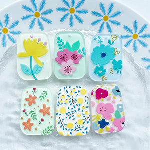50pcs Flowers Print Trapezoid Shape Acrylic Beads DIY Jewelry Earring Accessory