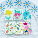50pcs Flowers Print Trapezoid Shape Acrylic Beads DIY Jewelry Earring Accessory