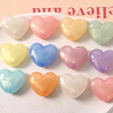 50pcs Glitter Heart Shape Acrylic Beads DIY Jewelry Pendant