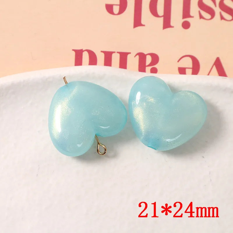 50pcs Glitter Heart Shape Acrylic Beads DIY Jewelry Pendant
