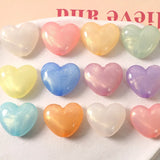 50pcs Glitter Heart Shape Acrylic Beads DIY Jewelry Pendant
