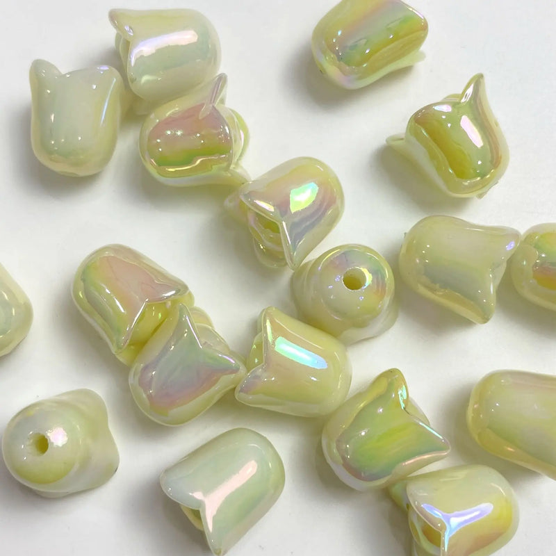 50pcs Lily Flowers Resin Beads Straight Hole DIY Jewelry Earrings Accessories
