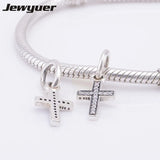 Summer Fine Cross Floating Charms 925 Sterling Silver Beads Bracelet