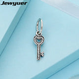 925 Sterling Silver Summer Key Floating Charm Beads Bracelet Pendant DIY Jewelry