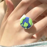 Summer Sweet Cloud Ring Resin Astronaut Earth Finger