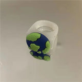 Summer Sweet Cloud Ring Resin Astronaut Earth Finger