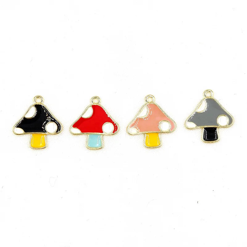 Summer Wind Mushroom Enamel Charm for Earrings Bracelet DIY Geometric Pendant