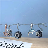 Silver Pink Hot Air Balloon Flamingo Charm for Jewelry Making
