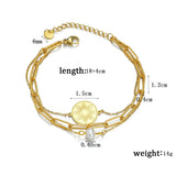 Sun Flower Bracelet Stainless Steel Adjustable Dark Pattern Pearl