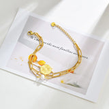 Sun Flower Bracelet Stainless Steel Adjustable Dark Pattern Pearl