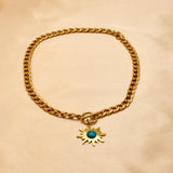 Sun Flower Pendant Necklace Stainless Steel Choker Jewelry