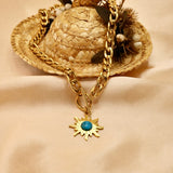 Sun Flower Pendant Necklace Stainless Steel Choker Jewelry