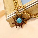 Sun Flower Pendant Necklace Stainless Steel Choker Jewelry