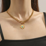 Sun Flower Pendant Necklace Stainless Steel Choker Jewelry