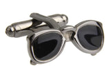 Black Aviator Sunglasses with Silver Cuff Links