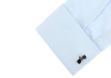 Black Aviator Sunglasses with Silver Cuff Links