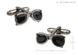 Black Aviator Sunglasses with Silver Cuff Links