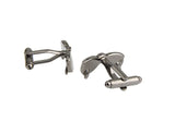 Black Aviator Sunglasses with Silver Cuff Links