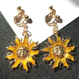 Gold Color Sun Clip On Earrings No Piercing CE502