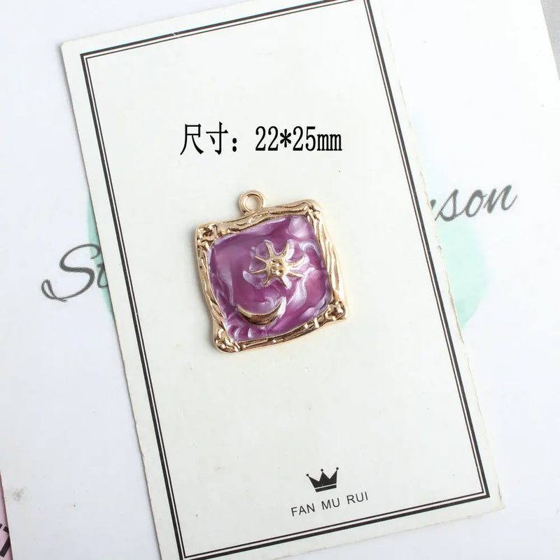 Sun Moon Charm 10pcs Pastel Enamel Charms for Jewelry Making DIY