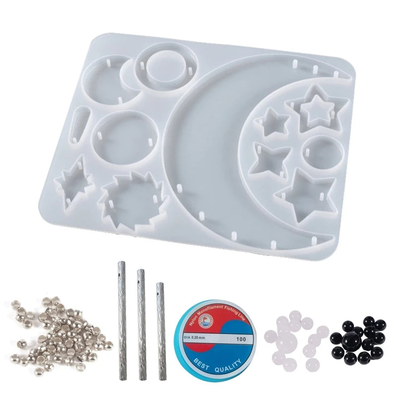 Sun Moon Dragonfly Wind Chime Silicone Mold DIY Epoxy Resin Crafting Mold