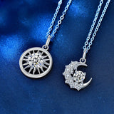 Sun Moon Moissanite Necklace S925 Sterling Silver D VVS1 Clavicle Necklace