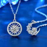 Sun Moon Moissanite Necklace S925 Sterling Silver D VVS1 Clavicle Necklace