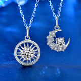 Sun Moon Moissanite Necklace S925 Sterling Silver D VVS1 Clavicle Necklace