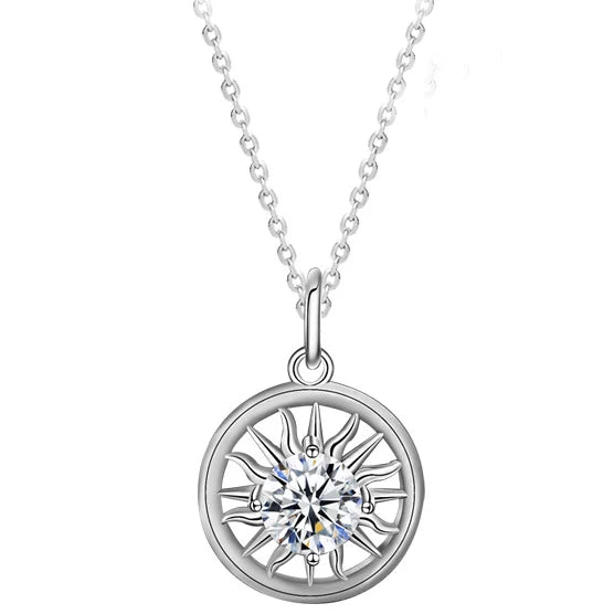 Sun Moon Moissanite Necklace S925 Sterling Silver D VVS1 Clavicle Necklace