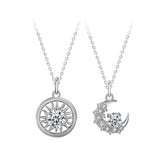 Sun Moon Moissanite Necklace S925 Sterling Silver D VVS1 Clavicle Necklace