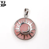 Sun Moon Pendant Amethyst Reiki Charm Necklace