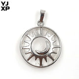 Sun Moon Pendant Amethyst Reiki Charm Necklace