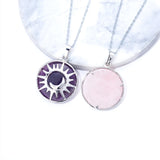 Sun Moon Reiki Stone Pendant Emotional Healing Necklace