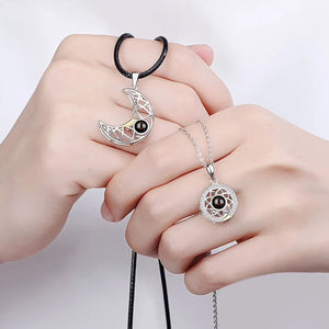 Sun Moon Projection Couple Necklace Female Male Jewelry