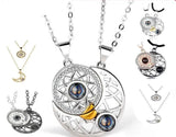 Sun Moon Projection Magnet Attract Heart Couple Necklace Gift Pendant