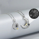 Sun Moon Projection Magnet Attract Heart Couple Necklace Gift Pendant