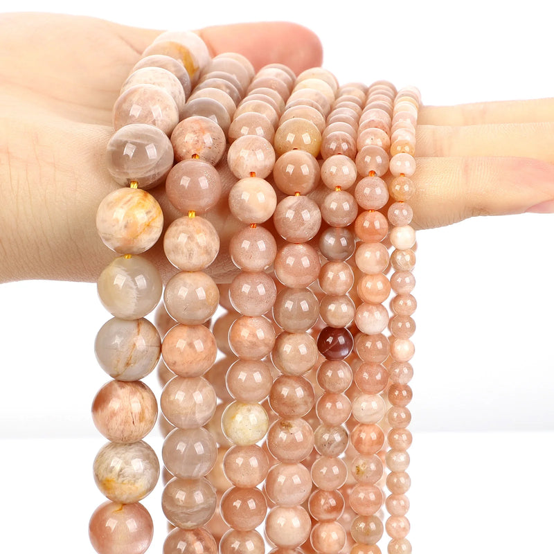 Sun Natural Stone Beads Round Loose Spacer Beads For Jewelry Making DIY