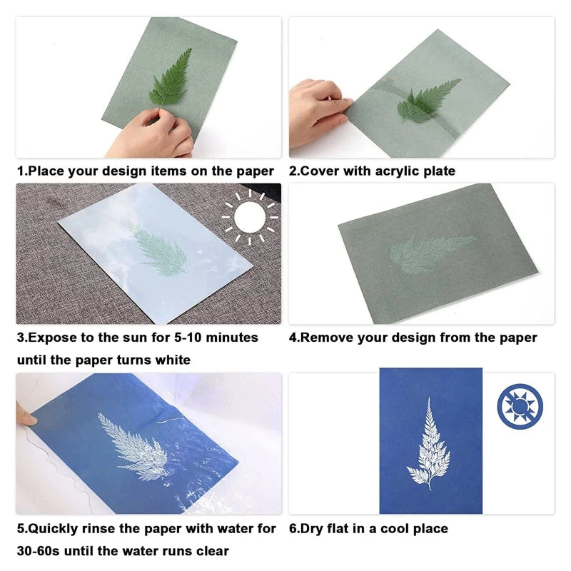 Sun Print Paper Kit Cyanotype Paper A5 Solar Drawing Art Paper