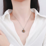 Sun Shaped Necklace Rhodochrosite S925 Silver Vintage Tiger Eye Pendant