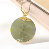 Gray Jade Cheongsam Song Hanfu Necklace Lucky Pendant