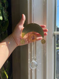 Sunburst Crystal Prism Window Decor with Rainbow Celestial Design