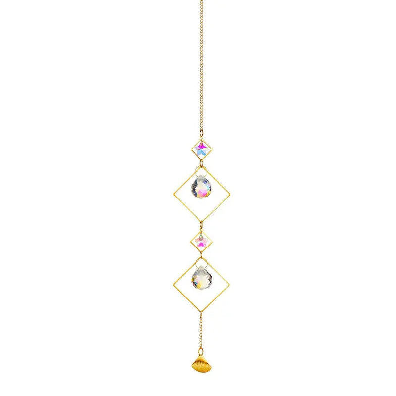 Crystal Prism Rainbow Light Catcher Wind Chime Moon Star Pendant