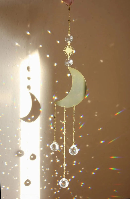 Moon Window Crystal Prism Suncatcher Home Decor