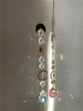 Sun Moon Hanging Suncatcher Crystal Water Drop Moon Decor Home Car