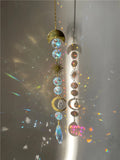Sun Moon Hanging Suncatcher Crystal Water Drop Moon Decor Home Car