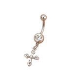 Sunflower Belly Button Rings Zircon Cross Star Moon Piercing Jewelry