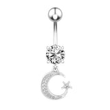 Sunflower Belly Button Rings Zircon Cross Star Moon Piercing Jewelry