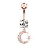 Sunflower Belly Button Rings Zircon Cross Star Moon Piercing Jewelry